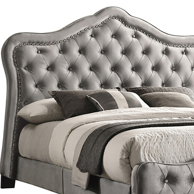 Yusuf tufted upholstered low store profile standard bed